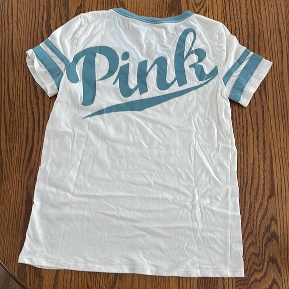 Pink Victoria’s Secret baseball style v neck t shirt size small lightly worn - Picture 2 of 2